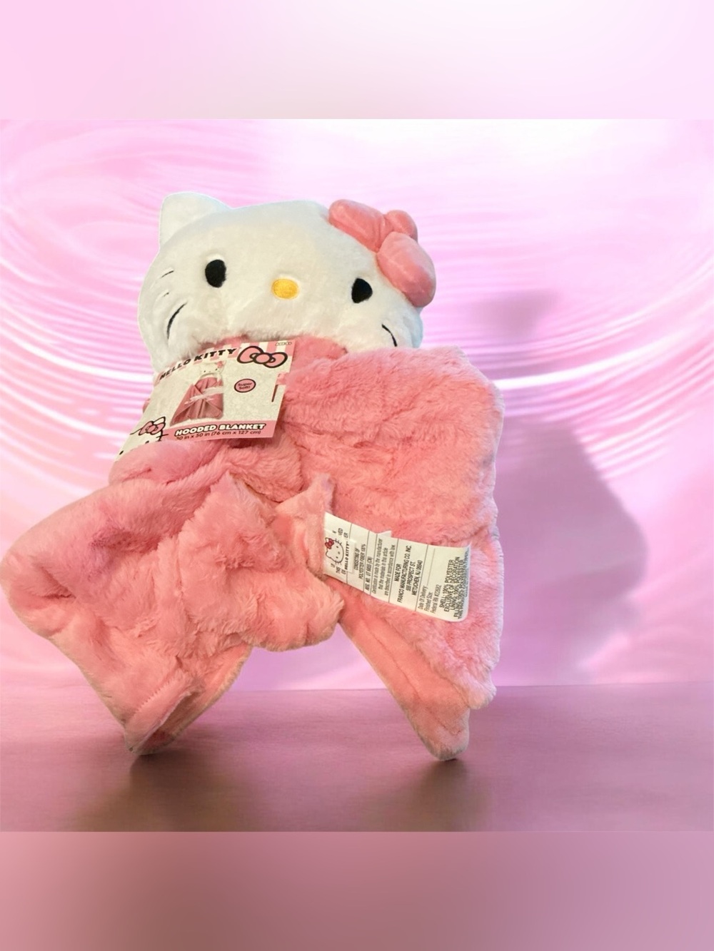 Hello Kitty Plush Pink Hooded Throw with White Hood